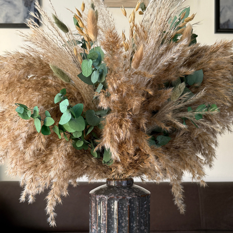 Samantha Dried Flower Arrangement In Natural, Sage Green & Eucalyptus