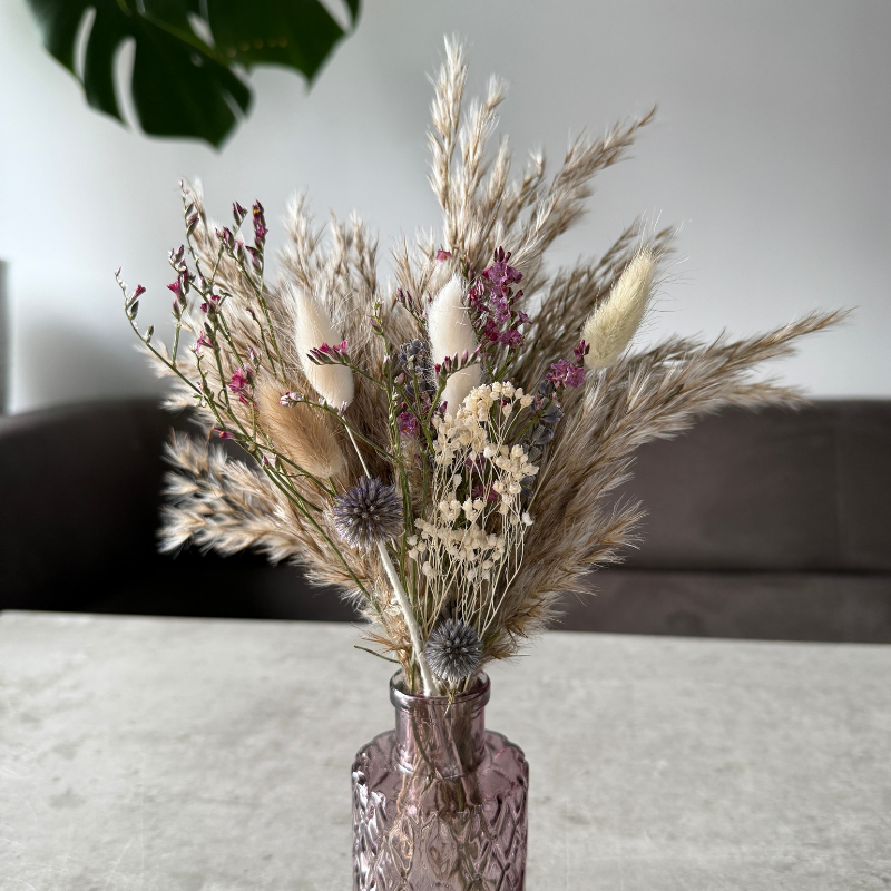 Emma Dried Flower Arrangement In Natural, Berry, Lavender & White