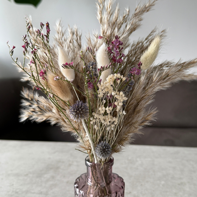 Emma Dried Flower Arrangement In Natural, Berry, Lavender & White