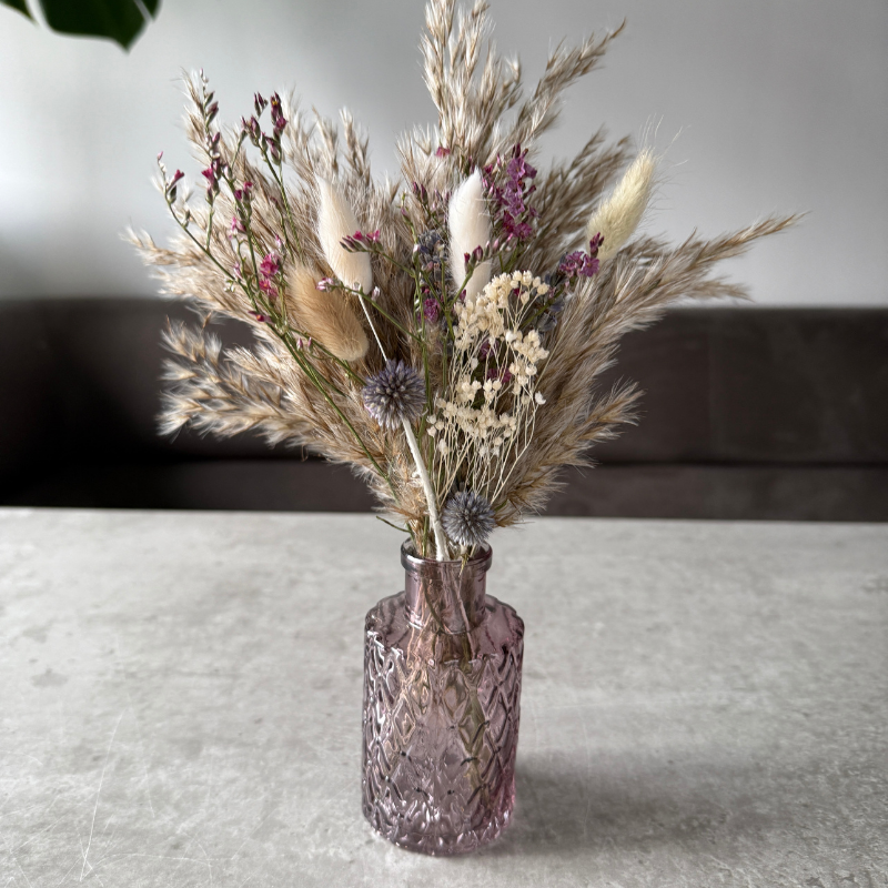 Emma Dried Flower Arrangement In Natural, Berry, Lavender & White