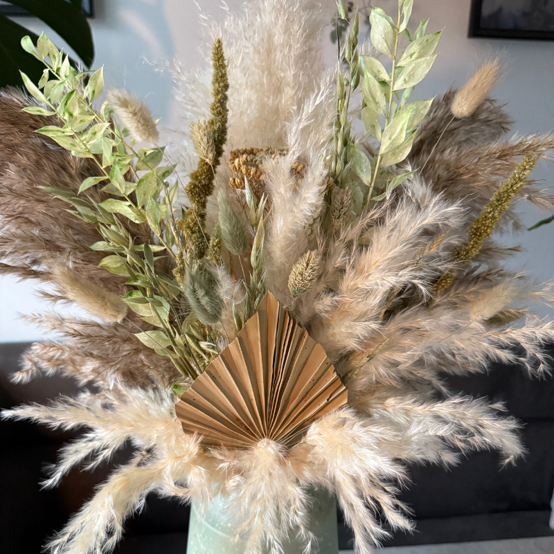 Della Dried Flower Arrangement In Natural, Cream & Green