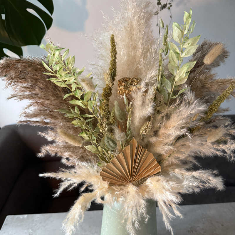 Della Dried Flower Arrangement In Natural, Cream & Green