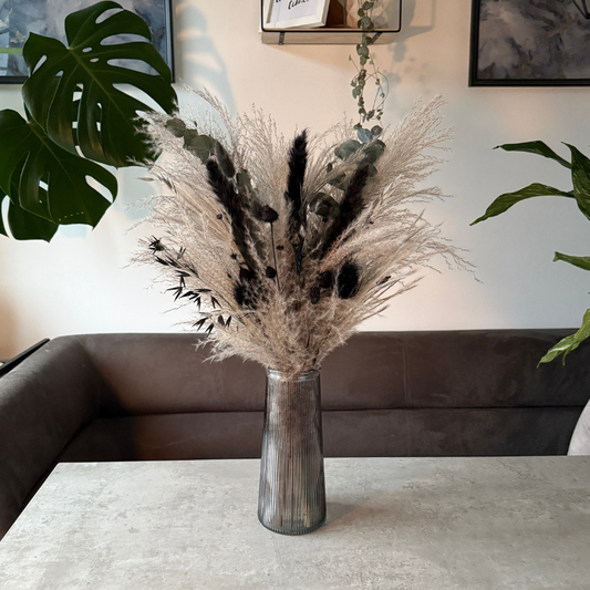 Winter Dried Flower Arrangement In Grey & Black