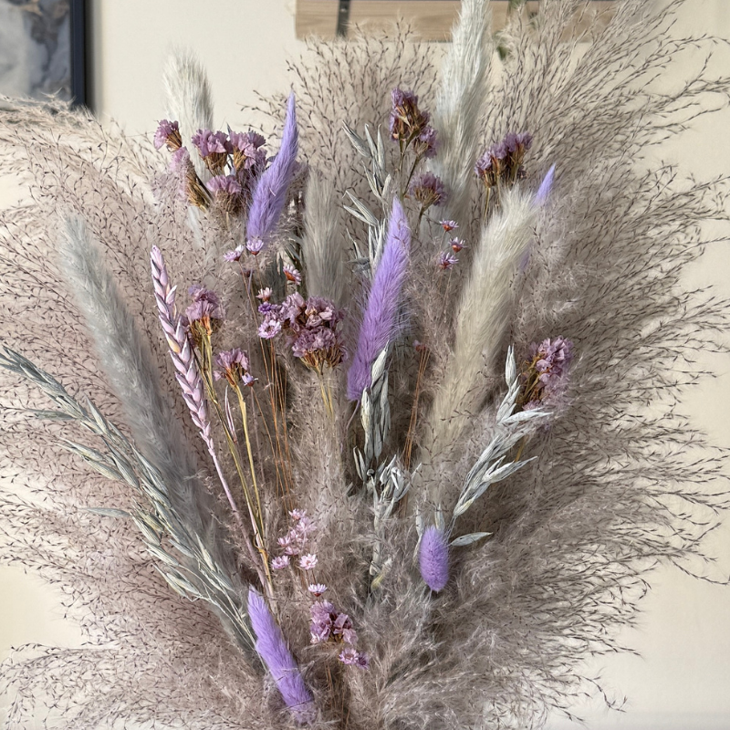 Rathna Dried Flower Arrangement In Grey & Lilac Purple