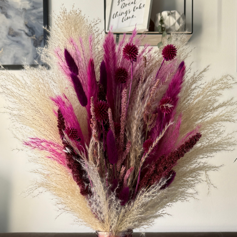 Gaia Dried Flower Arrangement In Natural, Berry Purple & Pink