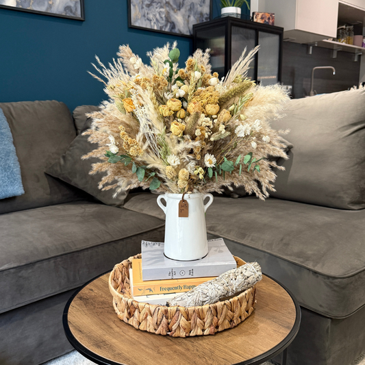Chloe Dried Flower Arrangement In White, Cream, Green & Natural