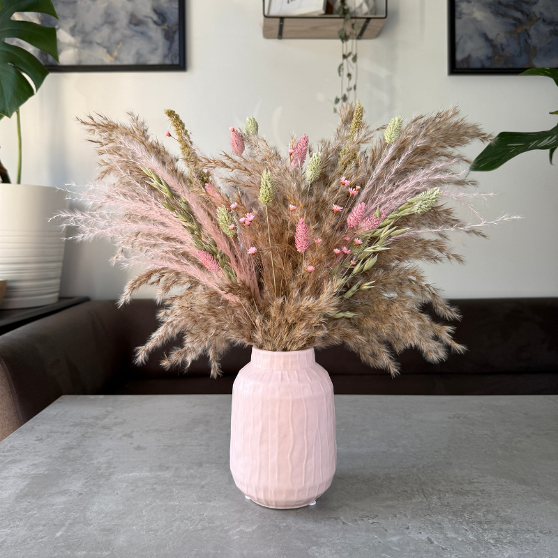 Etta Dried Flower Arrangement In Natural, Pink & Green