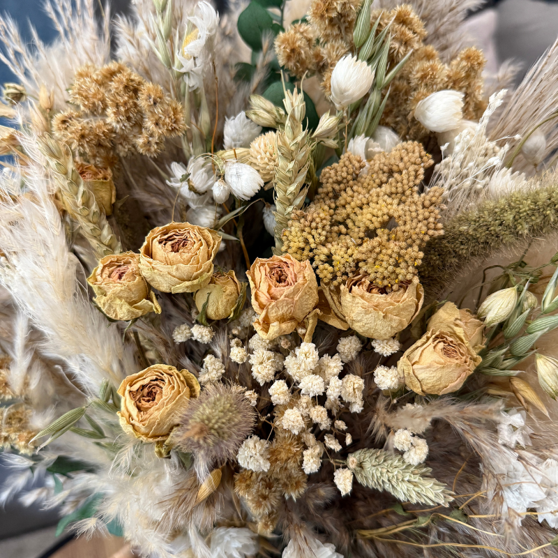 Chloe Dried Flower Arrangement In White, Cream, Green & Natural