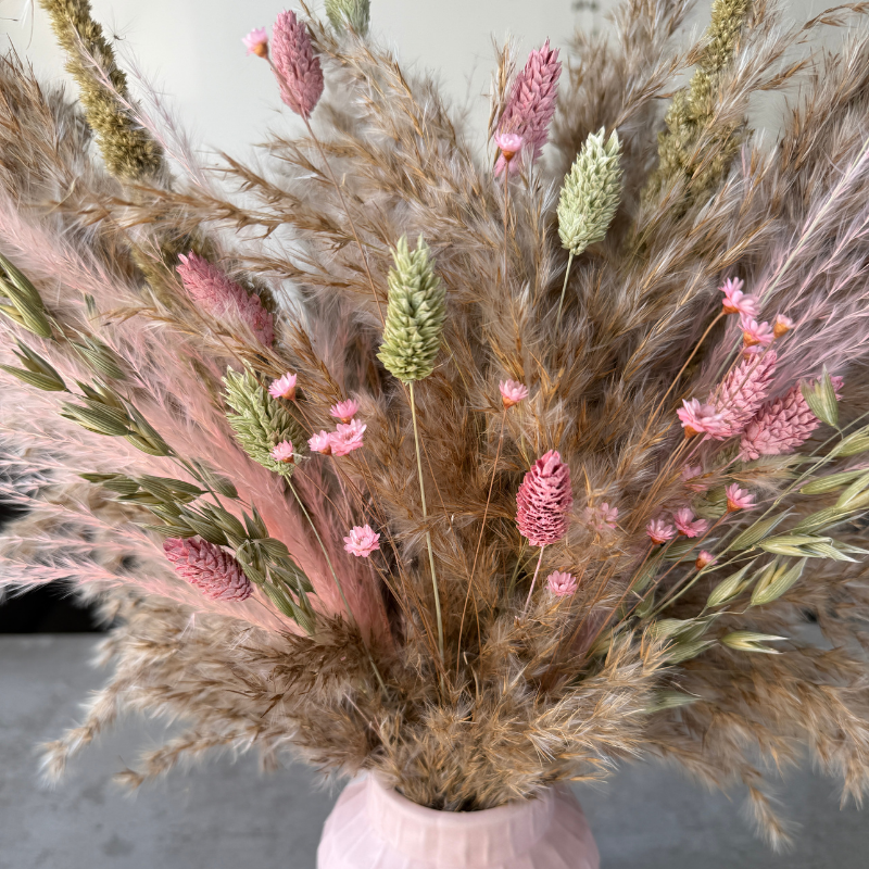 Etta Dried Flower Arrangement In Natural, Pink & Green