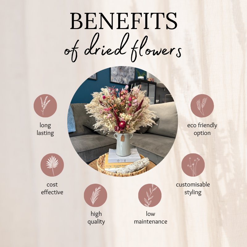 Catherine Dried Flower Arrangement In Natural, Cream, Purple & Berry Tones