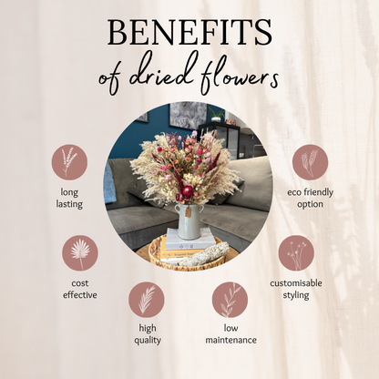 Catherine Dried Flower Arrangement In Natural, Cream, Purple & Berry Tones