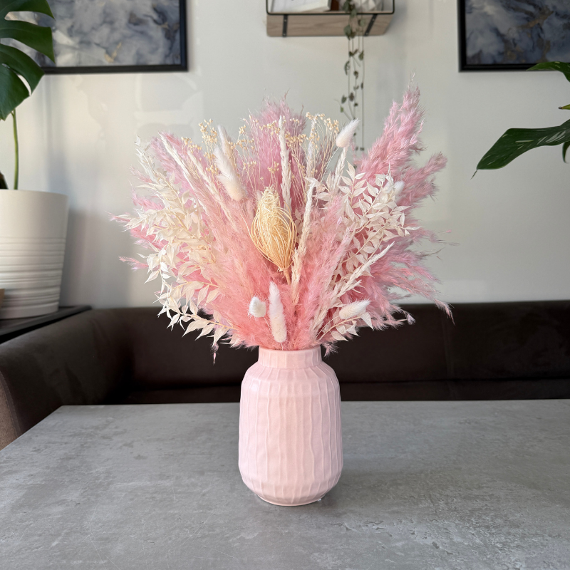 Sophie Dried Flower Arrangement In Pink & White