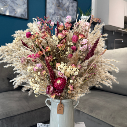 Catherine Dried Flower Arrangement In Natural, Cream, Purple & Berry Tones