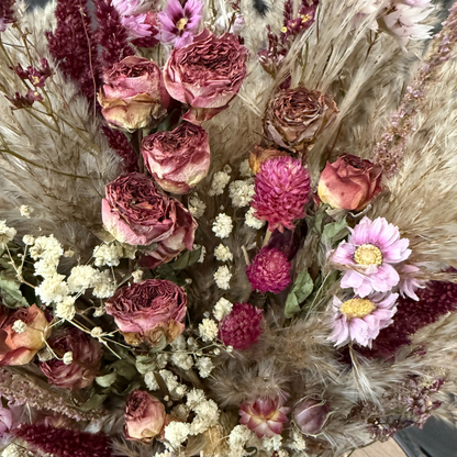 Catherine Dried Flower Arrangement In Natural, Cream, Purple & Berry Tones