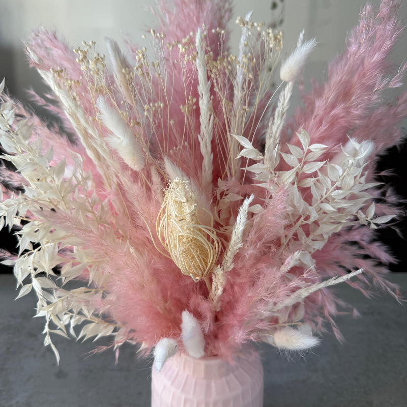 Sophie Dried Flower Arrangement In Pink & White