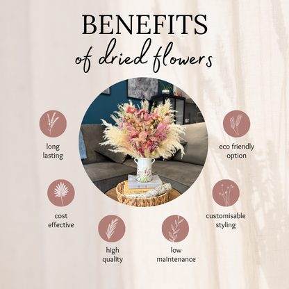Mabel Dried Flower Arrangement In Pink, Peach, Lilac, Cream & Green