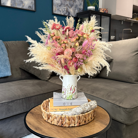 Mabel Dried Flower Arrangement In Pink, Peach, Lilac, Cream & Green