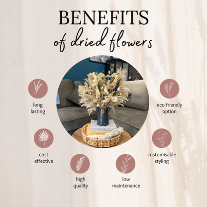 Norma Dried Flower Arrangement In Natural, Cream, Navy & Yellow