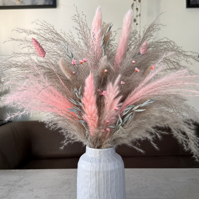 Maya Dried Flower Arrangement In Pink & Grey