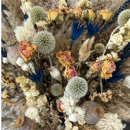 Norma Dried Flower Arrangement In Natural, Cream, Navy & Yellow