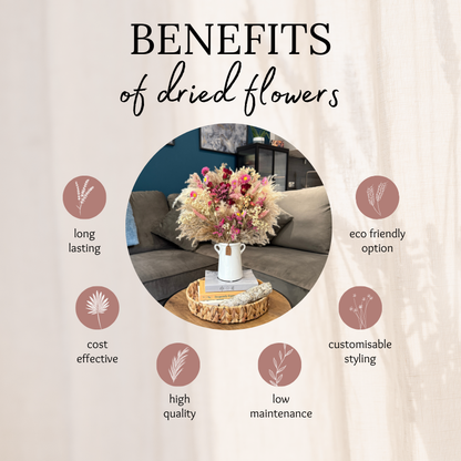 Kelly Dried Flower Arrangement In Natural, Pink, Burgundy & Cream