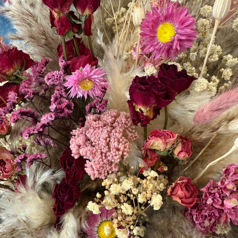 Kelly Dried Flower Arrangement In Natural, Pink, Burgundy & Cream