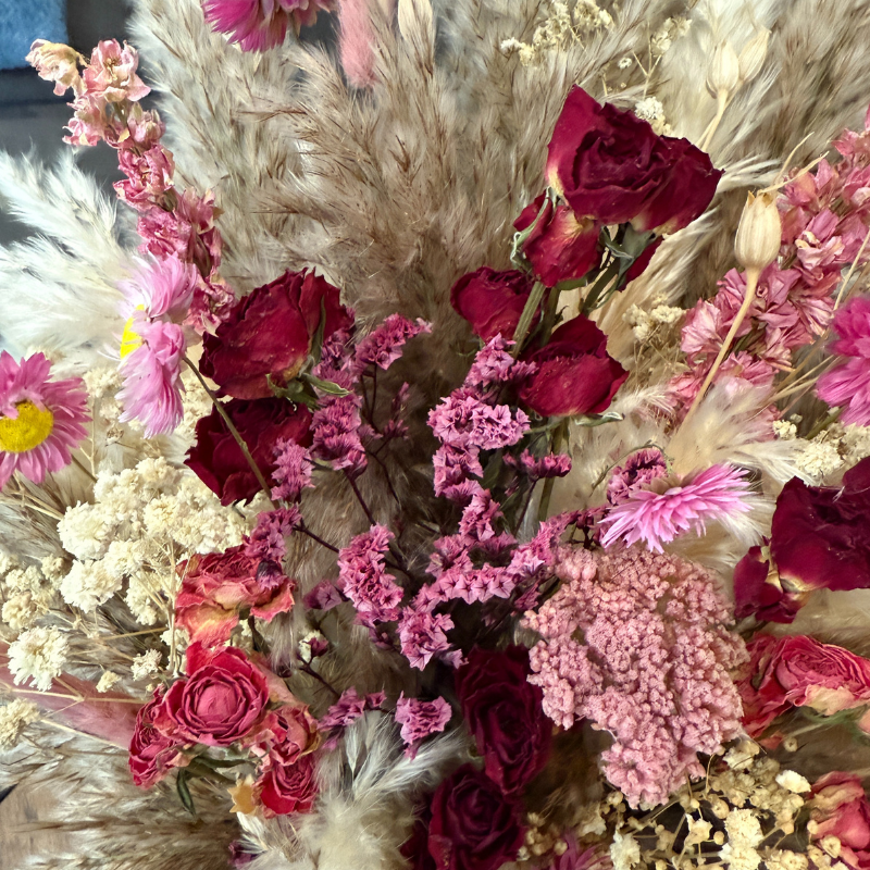 Kelly Dried Flower Arrangement In Natural, Pink, Burgundy & Cream