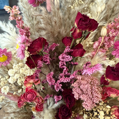 Kelly Dried Flower Arrangement In Natural, Pink, Burgundy & Cream
