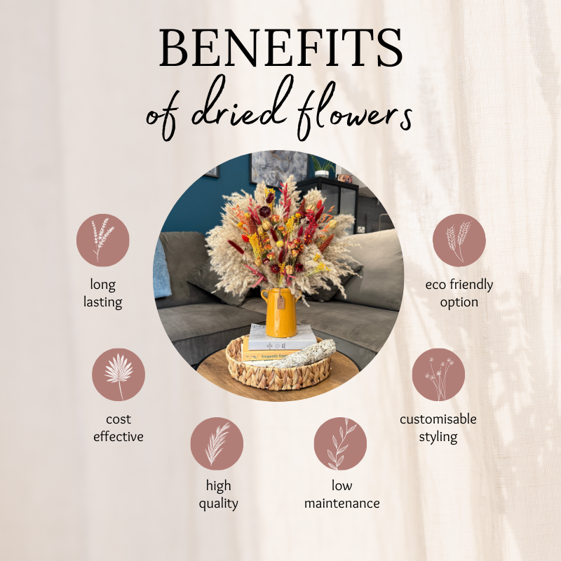 Natalie Dried Flower Arrangement In Orange, Yellow, Red & Burgundy