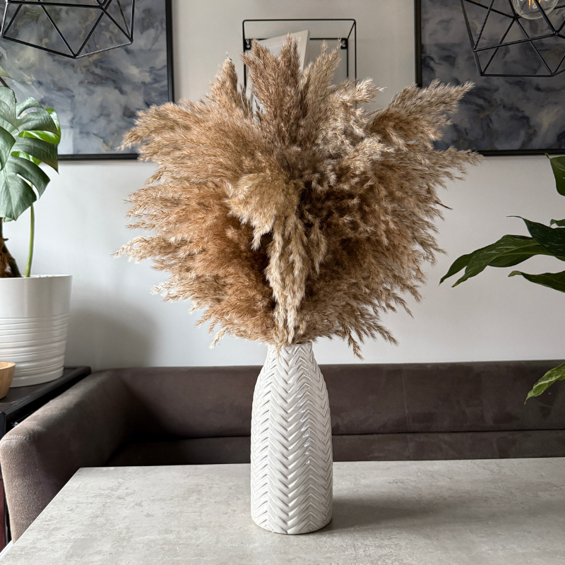 Faith Dried Flower Arrangement In Natural Fluffy Pampas Grass