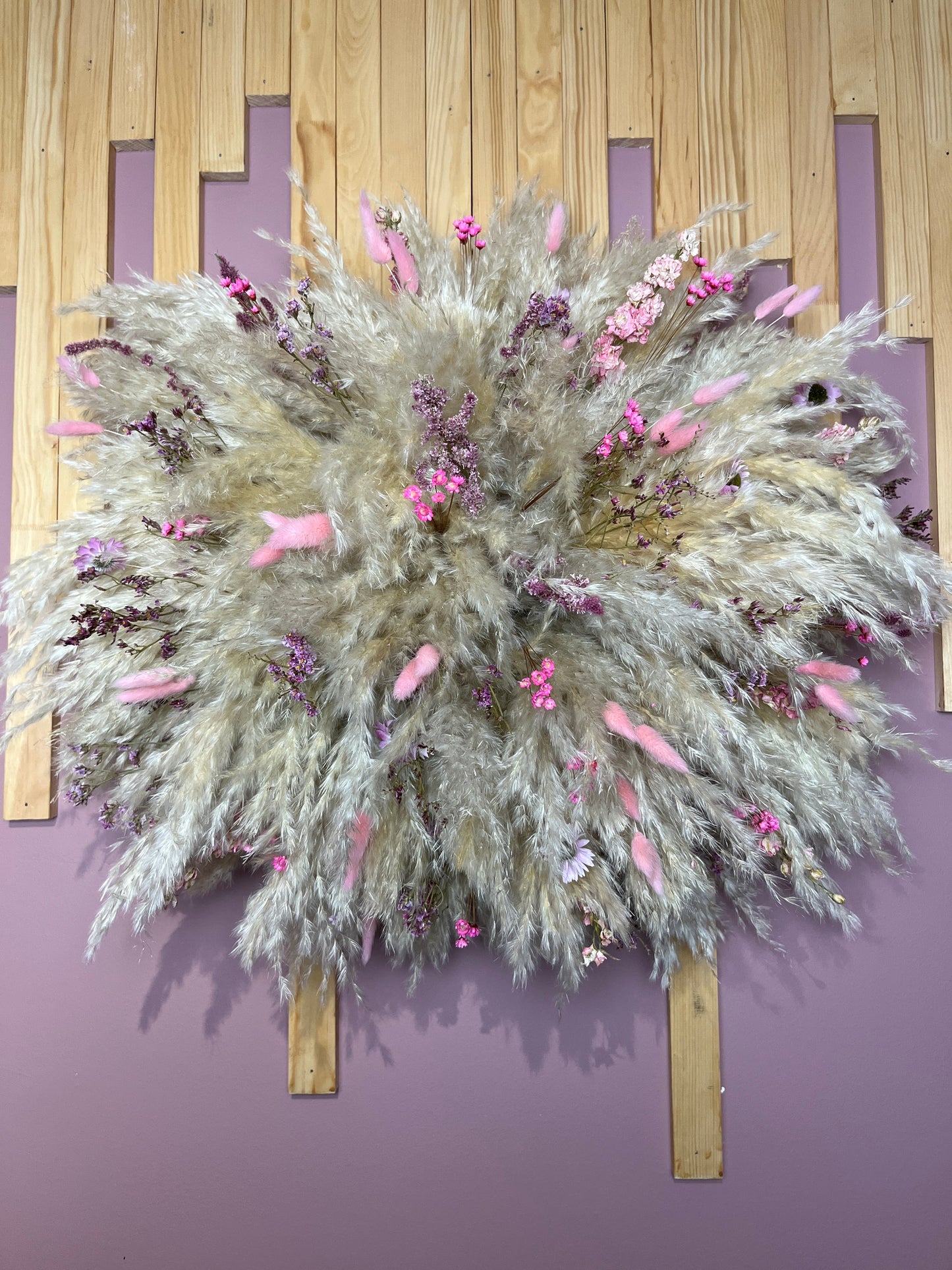 Mixed Pinks & Berry Tones Pampas Grass Wall Piece