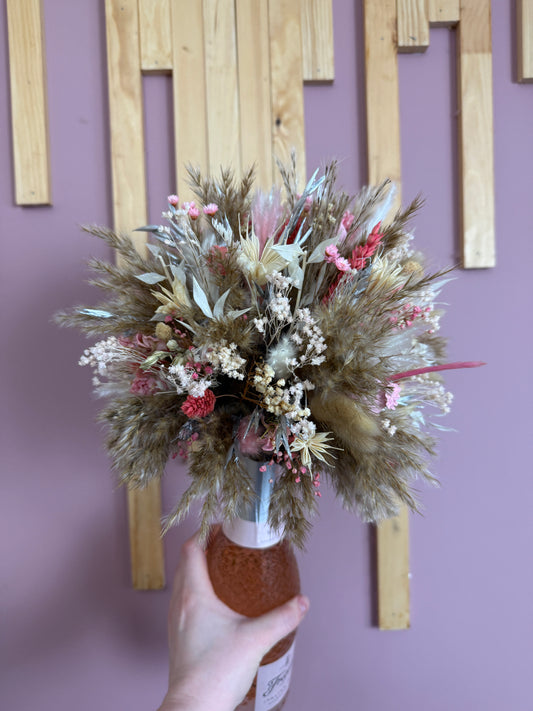 Wine Bottle Dried Flowers