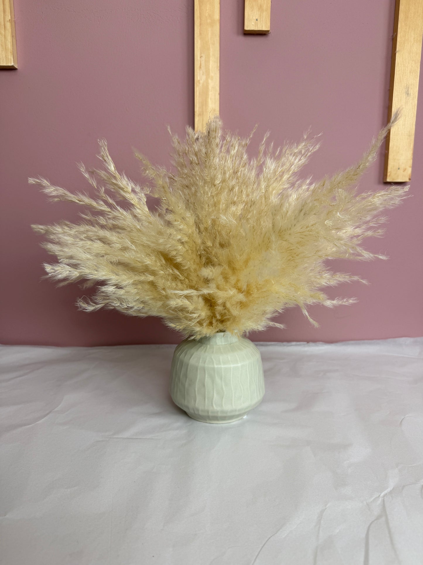 Cream Fluffy Pampas & Vase