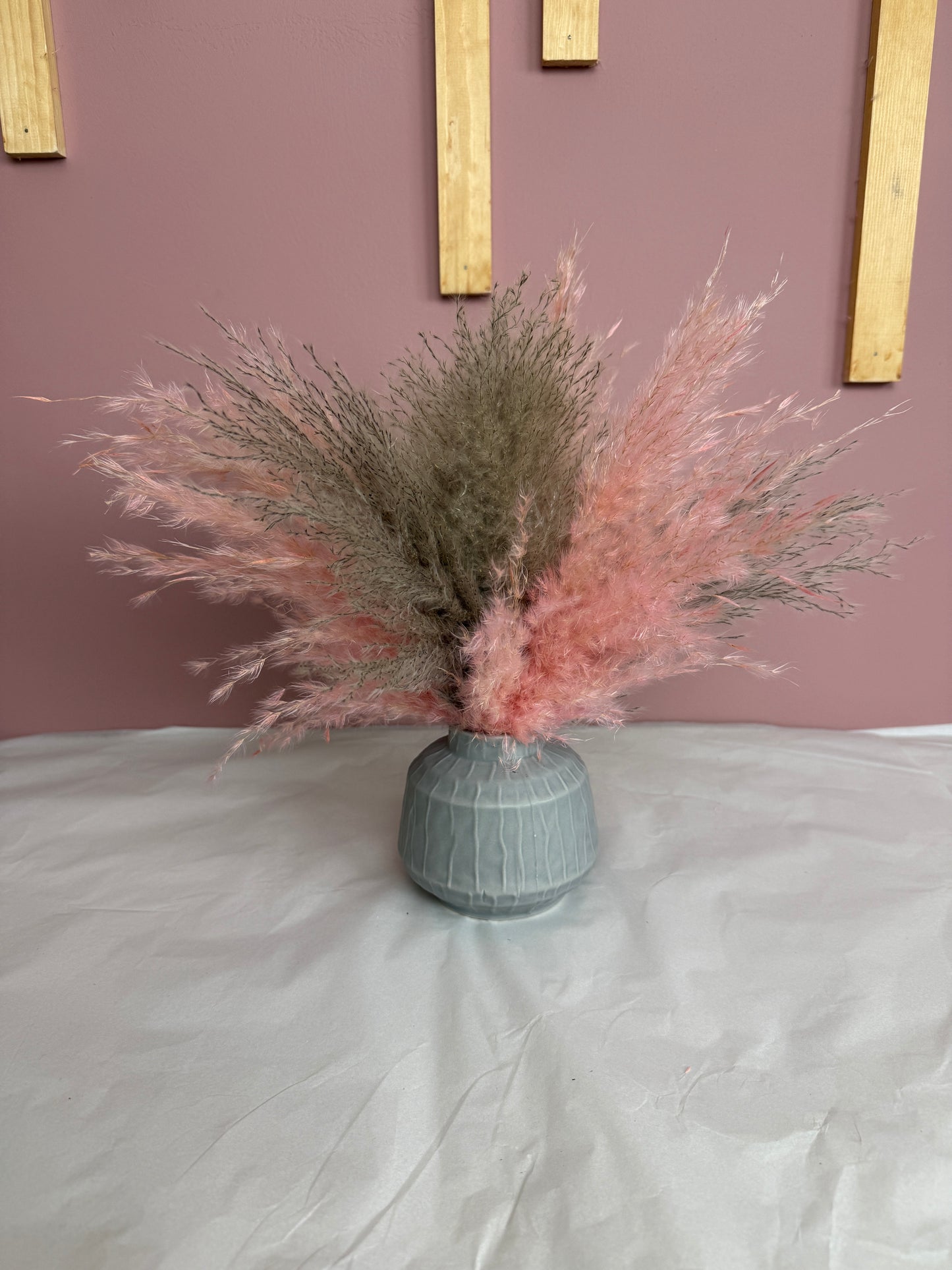 Grey And Pink Fluffy Pampas