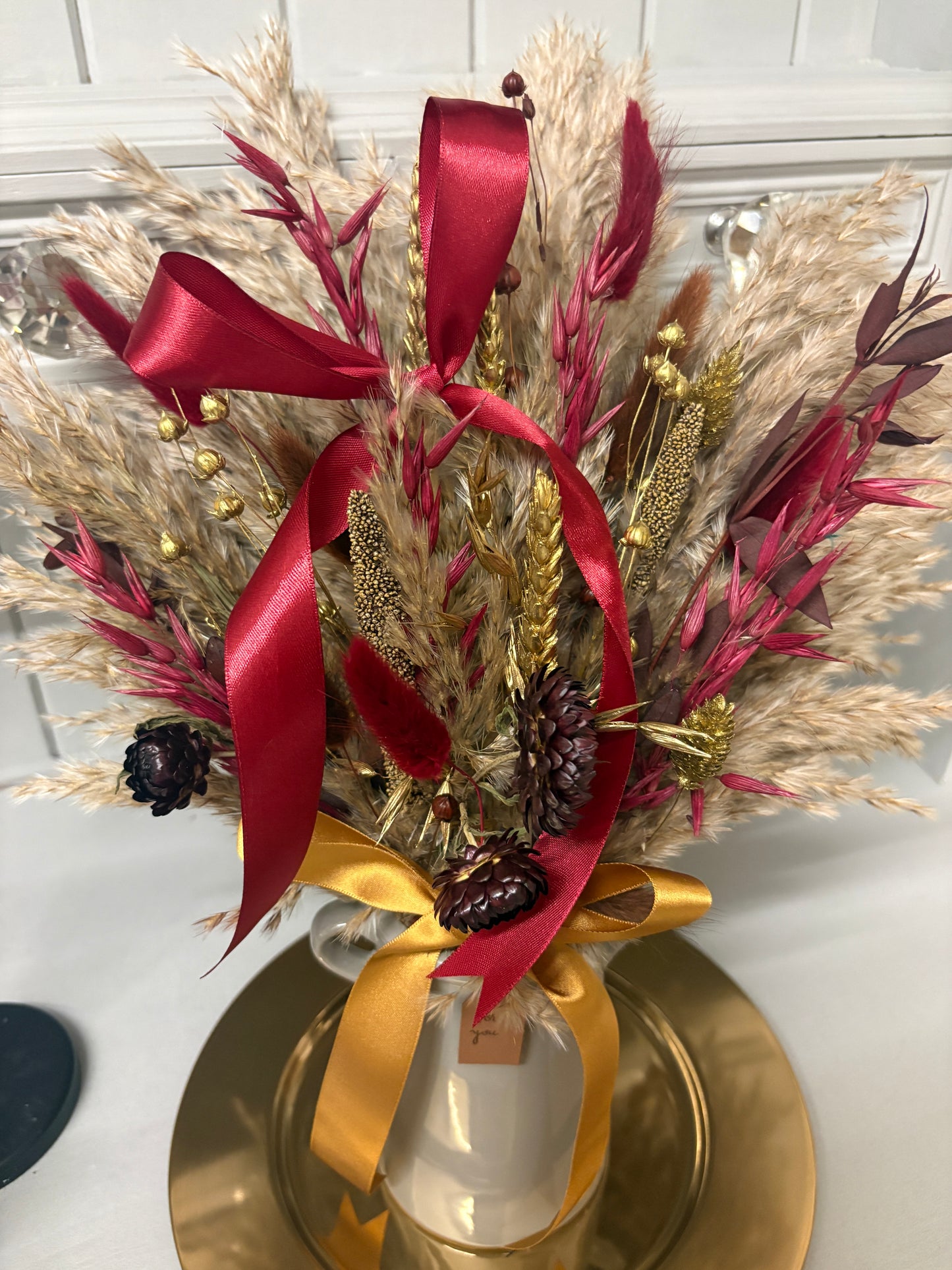 Brown, Burgundy & Gold Christmas Arrangement