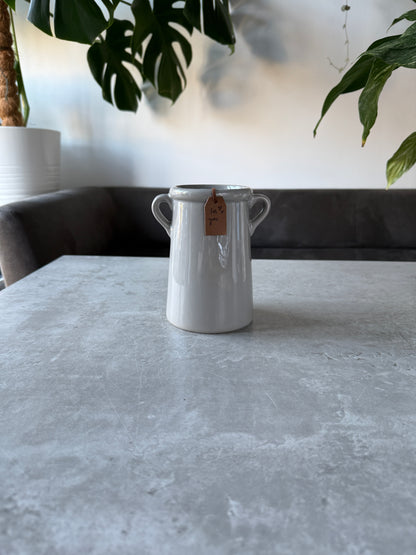 Ceramic Vases - Taupe, White & Flowers