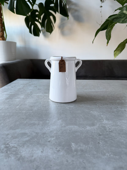 Ceramic Vases - Taupe, White & Flowers