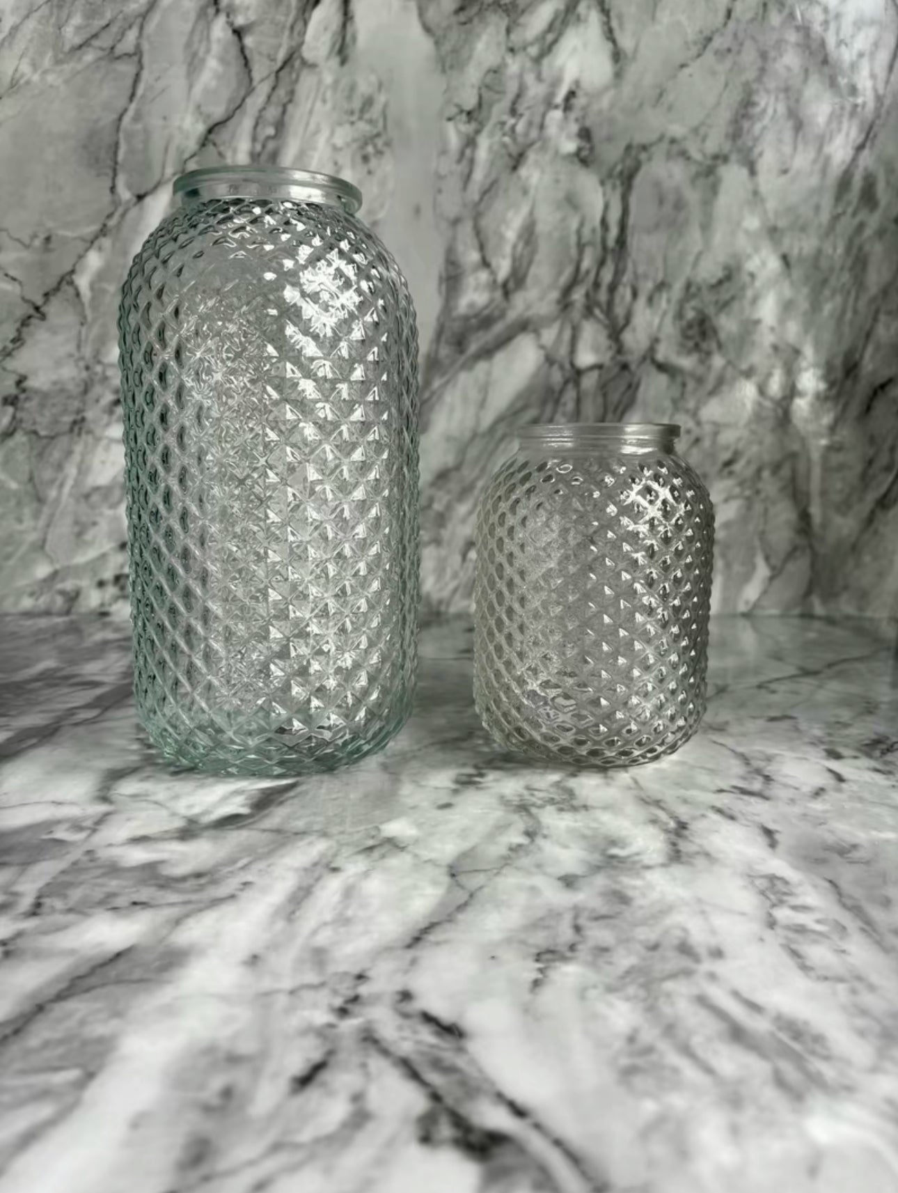 Lola Vases - grey and clear glass vases for dried flowers
