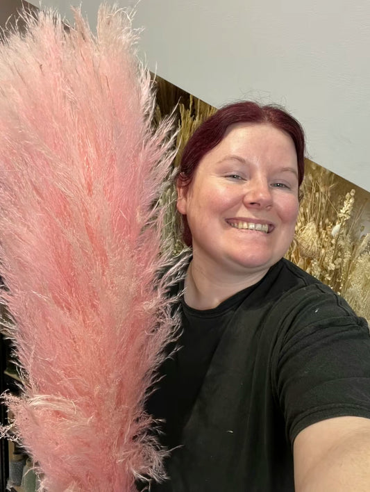 120cm FLUFFY PINK Pampas Grass - plume size approx 50-70cm