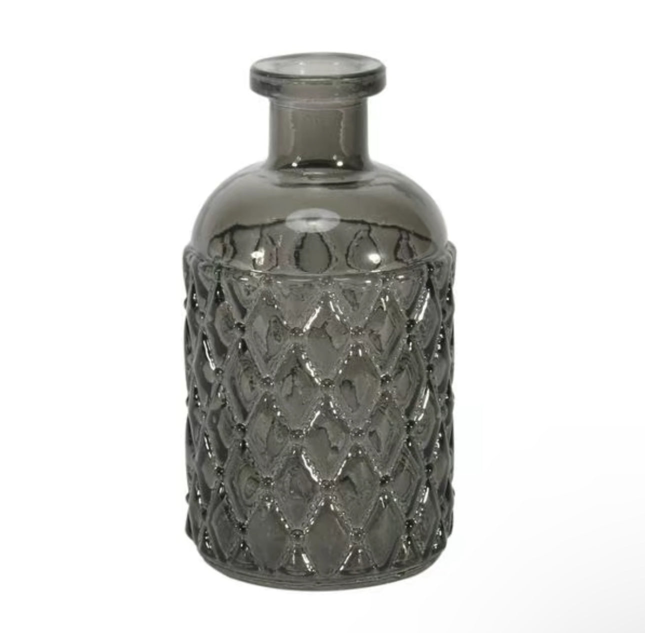 Grey bottle vase on a white background