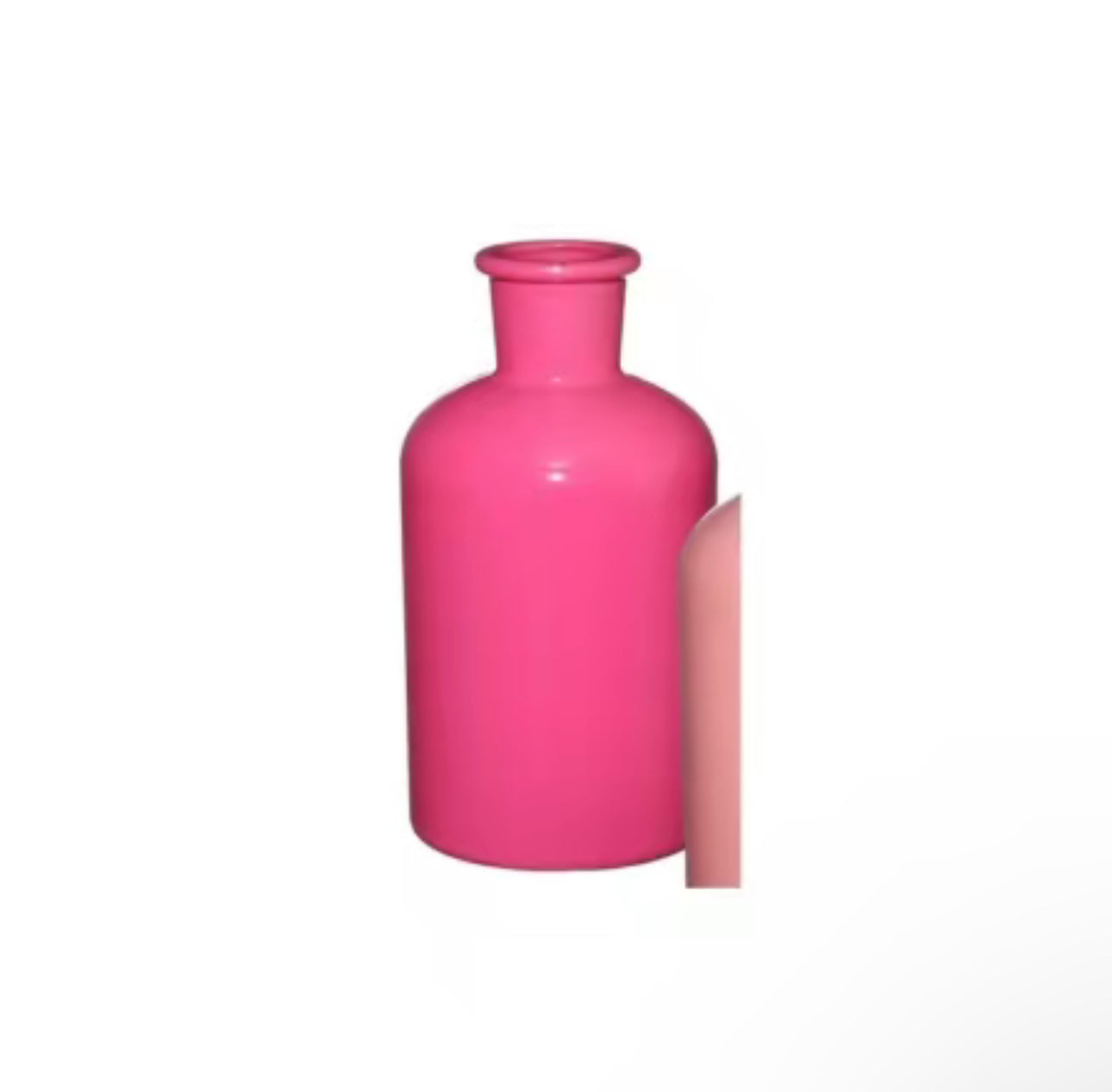 Pink bottle vase on a white background