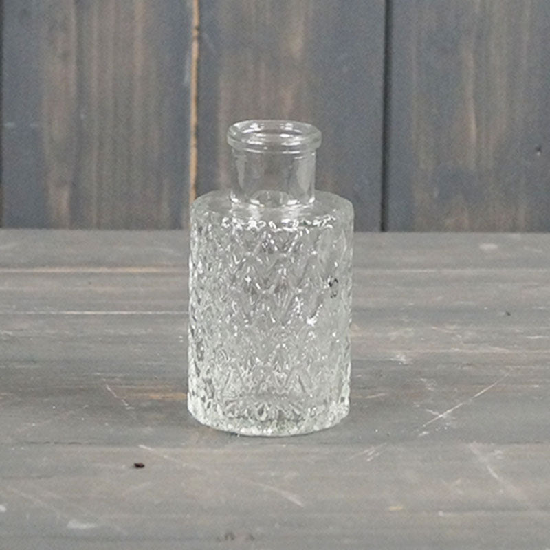 9cm Geo Glass Vase For Dried Flowers | Navy, Clear & Grey